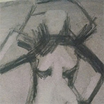 Charcoal sketch of woman with amazing hair 9-26-14 by Julie Holmes, fine art student at Studio Incamminati in Philadelphia PA