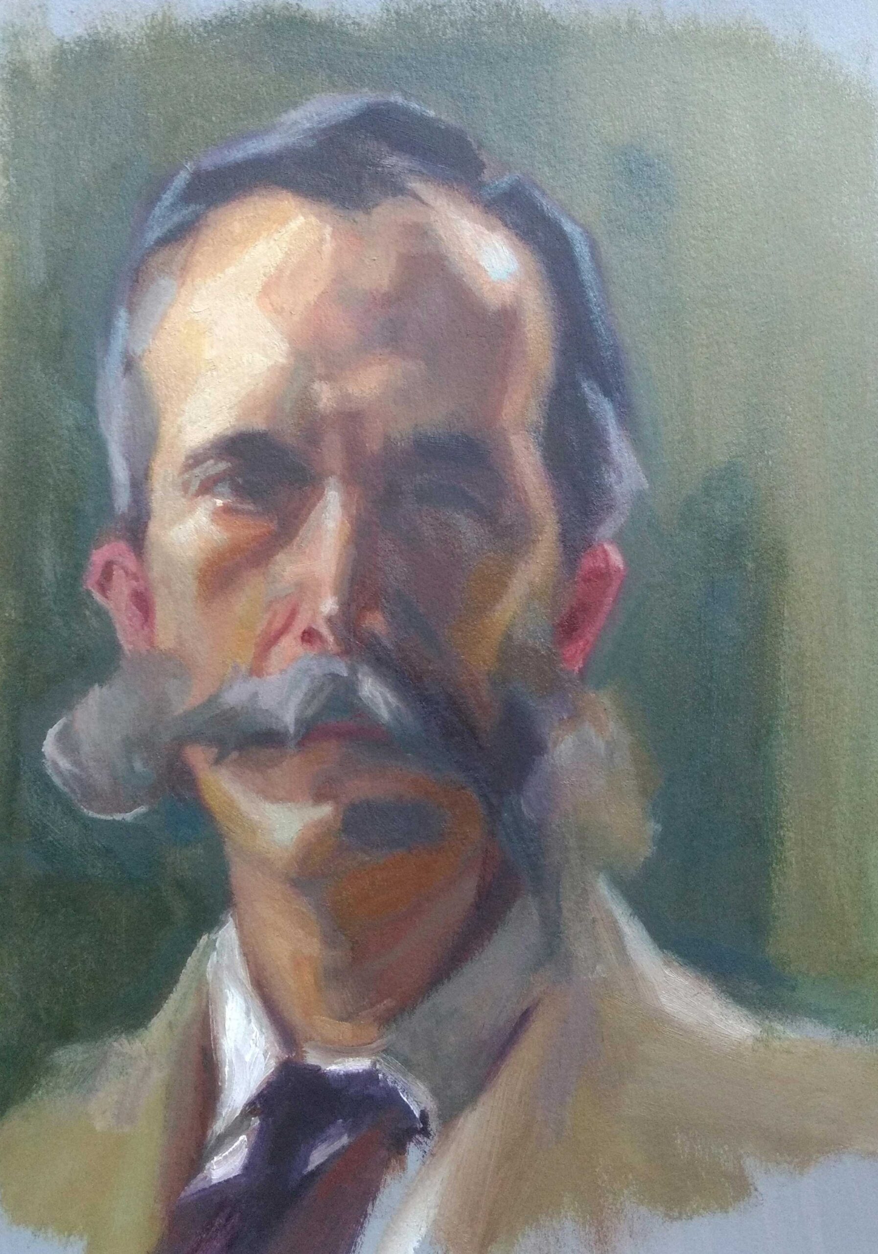 Inspired by Master Painter Cecilia Beau. This image is a Master Copy of Cecilia Beaux's painting of her brother-in-law, Henry Sturgis Drinker, entitled Man with the cat