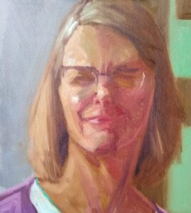 Self portrait Julie Dyer Holmes an artist with a love and hate relationship with Philadelphia PA