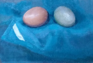 Getting to know you 7 x 5 oil painting on panel by Julie Dyer Holmes oil painter in Raleigh NC