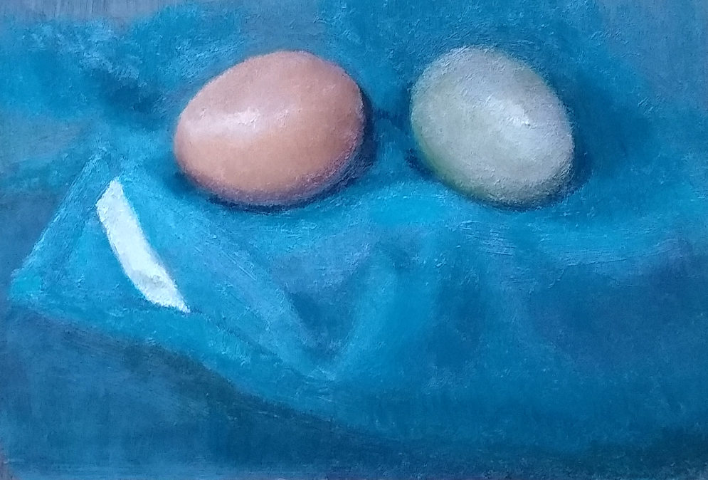 Getting to know you 7 x 5 oil painting on panel by Julie Dyer Holmes oil painter in Raleigh NC