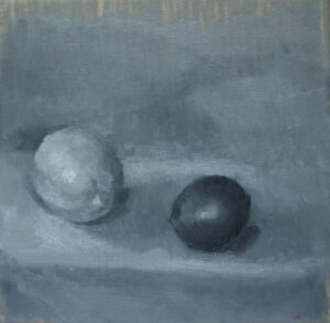 Lemon Lime Time 8x8 oil on linen still life value study by Fine Artist and Painter Julie Dyer Holmes in Raleigh NC