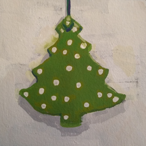 Joy and Wonder 4x4 inch gouache painting on paper by artist Julie Dyer Holmes