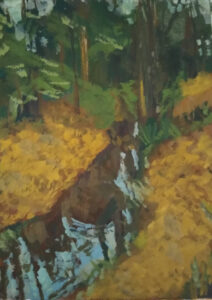 Shifting - Edna Metz Wells Park gouache painting by Julie Dyer Holmes