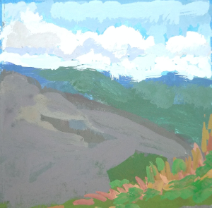 More Hills to Climb gouache painting by Julie Dyer Holmes