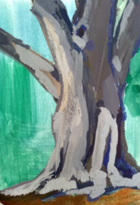 New Mantra Gouache 3x4 inch painting by Julie Dyer Holmes