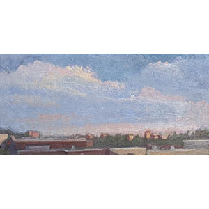 Downtown-Raleigh-View oil painting on panel by Fine Artist Julie Dyer Holmes