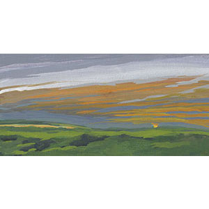 Stella-Blue-View 8x4 inch gouache painting on panel by Julie Dyer Holmes