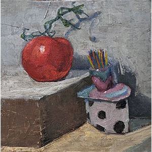 The Odd Couple 5x5 inch oil painting on panel by Fine Artist Julie Dyer Holmes WP Featured image format sfw