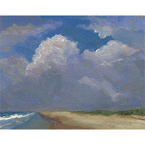 Beach Day Color sketch 5.5x7 inch oil painting on canvas paper by Julie Dyer Holmes