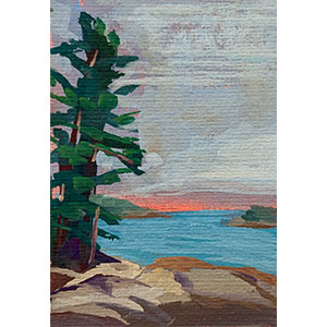 The Pine Tree State 4x6 inch gouache on cold press paper by JDHolmes