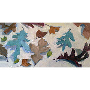 Dancing Leaves 6x12 inch oil painting on cradled panel by JDHolmes