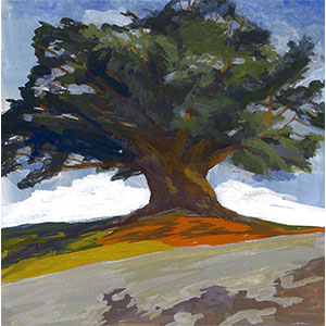 VIllage District Treasure 6x6 inch gouache painting by JDHolmes WP Featured image format