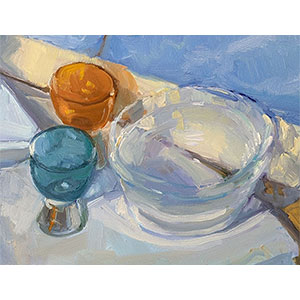 Breakable 8x8 inch oil painting on panel - work in progress by Fine Artist Julie Dyer Holmes