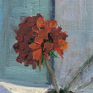 Rogue Bloom work in progress oil painting on panel by Fine Artist Julie Dyer Holmes