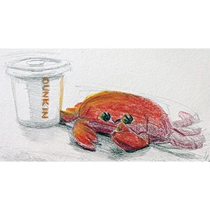 Follow Crispy the Crab pencil sketch WP Featured image format