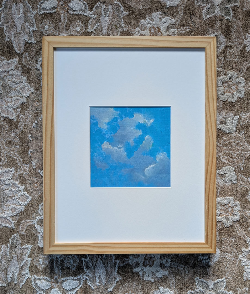Diffuse 6x6 inch oil painting on arches paper matted and framed for sale by JDHolmes