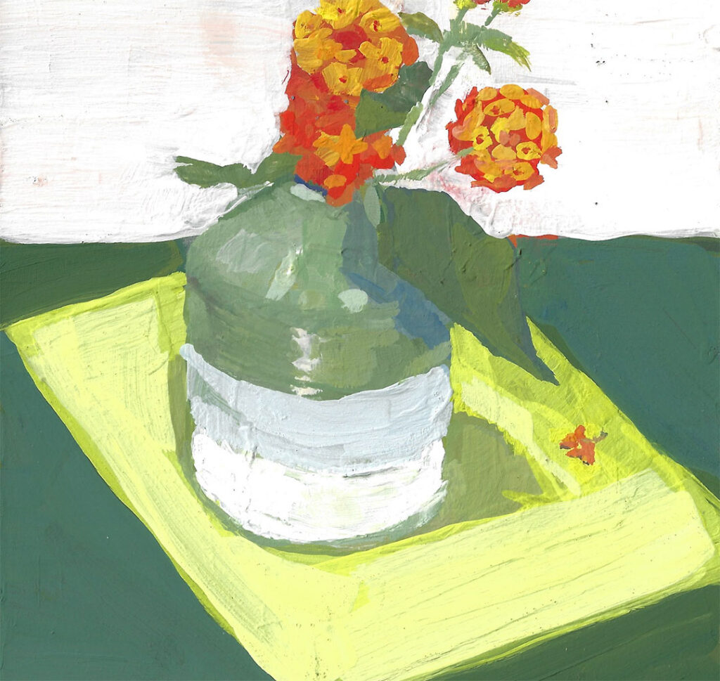 Lantana Love is a 5x5 inch gouache painting by Fine Artist Julie Dyer Holmes