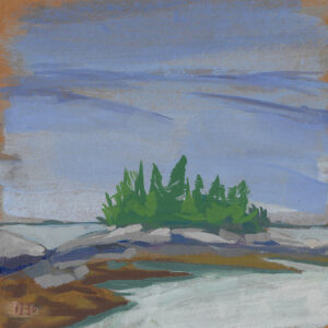 Moody View is an 8x8 inch gouache painting on carton paper by Fine Artist Julie Dyer Holmes