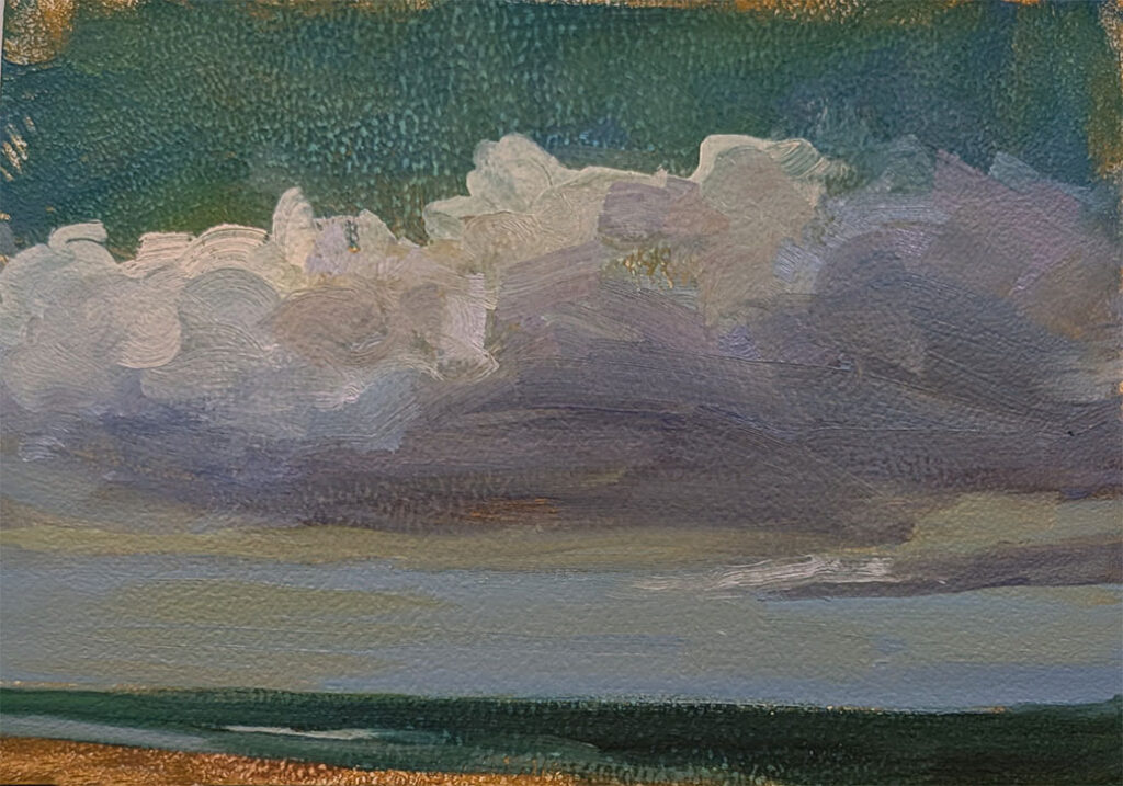 Meet at the beach 2 7x5 inch oil painting on panel by JDHolmes