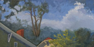 Time for a new view is a 12x24 inch oil painting on panel by Raleigh, NC artist Julie Dyer Holmes