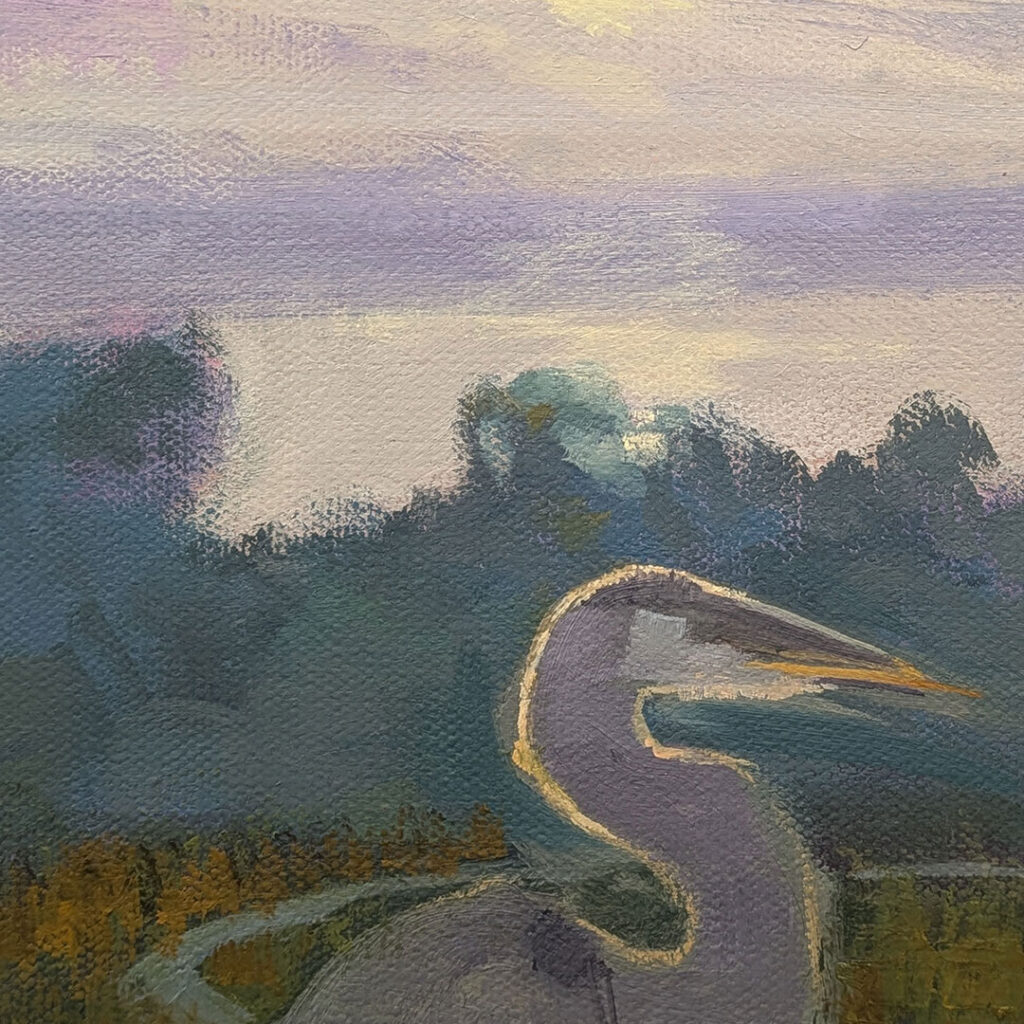 Great Blue Glow is a detail of a 36x36 inch oil painting on gallery wrapped canvas by Raleigh NC based artist Julie Dyer Holmes